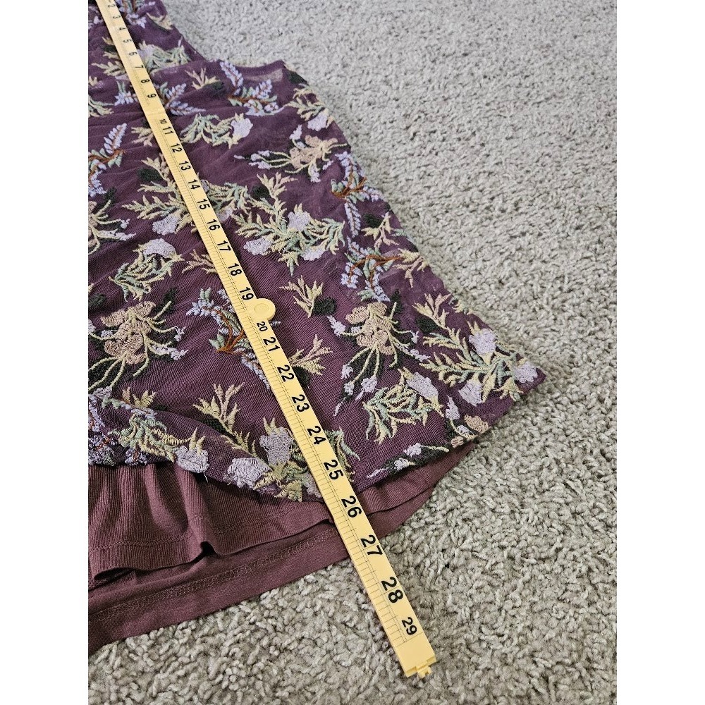 Sundance Floral Embroidered Mesh V-Neck Tank Top Plum Purple Women Large - Picture 5 of 10